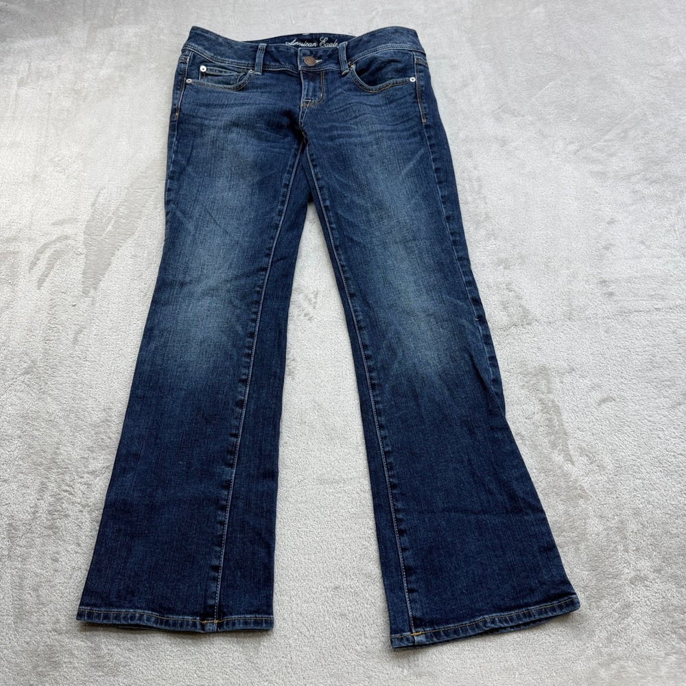 American Eagle Slim Boot Jean Women 6 Short Dark Wash Low Rise Stretch Y2K Denim